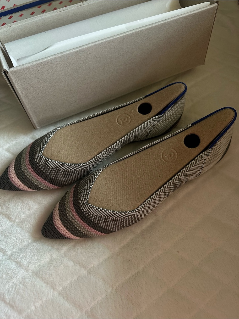 NWT Rothy’s pointed toe flats. Size 7. Gray Inverse Stripe. - Picture 5 of 5